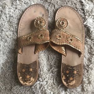 Jack Rogers Gold and Cork Sandals size 7.5